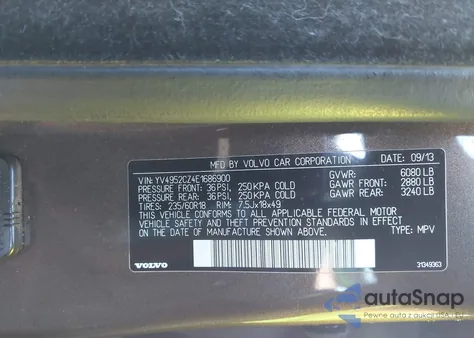 2014 Volvo Xc90 3.2/3.2 Platinum/3.2 Premier Plus from USA, damaged, VIN YV4952CZ4E1686900